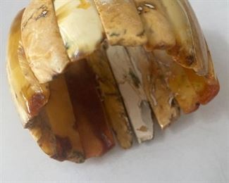 Natural Lativia egg yolk amber cuff bracelet