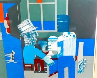 Romare Howard Bearden listed African American Artist, signed and numbered mixed medium lithograph.
