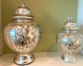 Mercury glass ginger jars