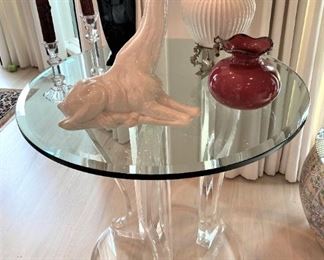 Acrylic base/glass top table