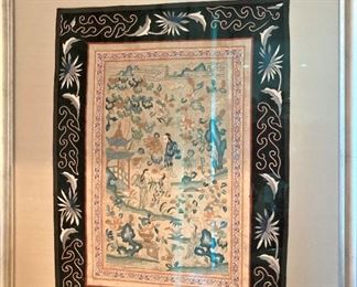 Framed Asian silk