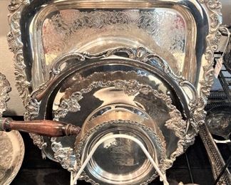 Silverplate trays and bowls
