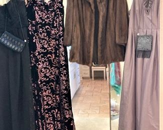 Evening wear and mink jacket