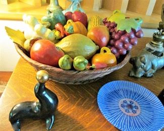 Hand made ceramic fruit and vegetables set