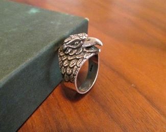 Cool hawk head sterling ring