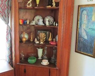 Vintage rustic corner hutch