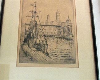Mortimer Borne signed etching