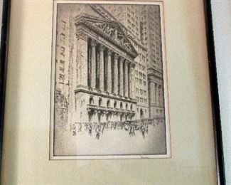 Karl Dehmann "New York Stock Exchange" signed etching