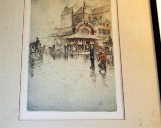 Charles Mielatz "The Butcher Shop" signed etching