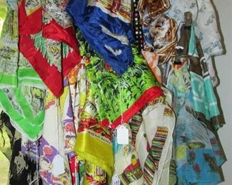 Many vintage silk scarves