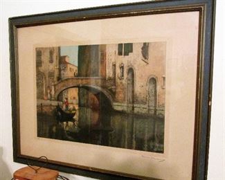 Maurice Bompard "Rio De Miracoli, Venice" signed Aquatint etching