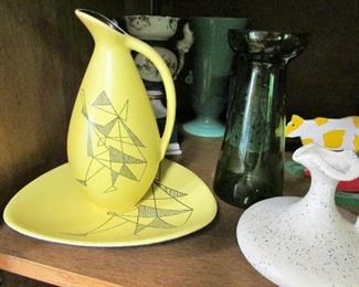 Rare Limburg cubist pitcher & plate