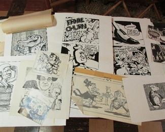 Hundreds of hand drawn cartoon pages
