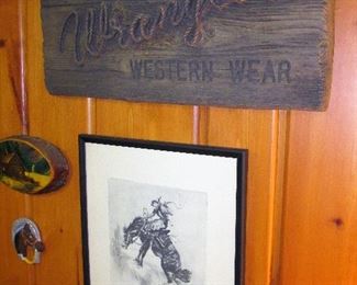 Reinholde Palenske "The Outlaw" print & Wrangler sign