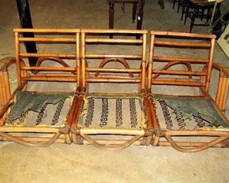 Mid-century pretzel style rattan 3pc sofa