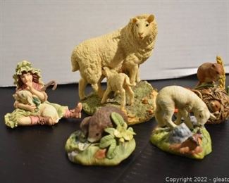 Peter Barrett Figurines Aynsley Master Craft Sheep and Lamp Lauras Attic Well Rest Here
