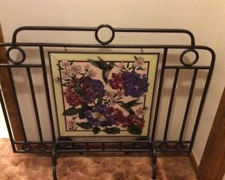 Hummingbird stained glass firescreen
