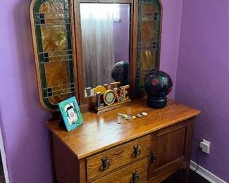 Staging Furniture, Antique Dresser and Mirror Set from Jims Room