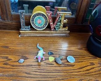 Staging décor LOVE from Jim's Room and actual fan items left to honor the space