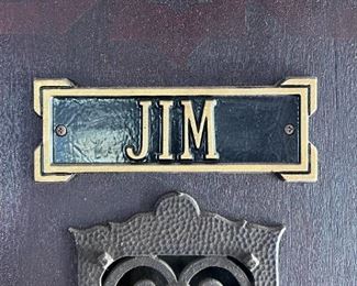 Staging décor Jim Sign, placed for tour, but from Actual Jim's Door/Entrance