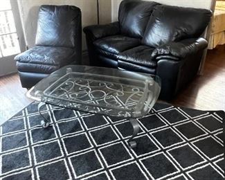 Leather Couch, chair, rug or table for staging in Rob room