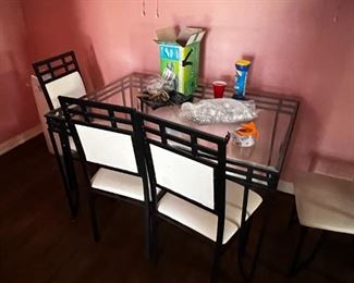 glass top dining set, from Rob Room, used for staging