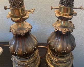 Pair of Siffel Lamps. Really pretty ornate design. No shades. 
