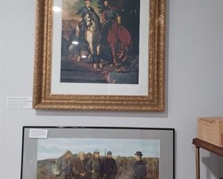Civil war pictures.  Numerous Limited edition prints from a total edition of 1,200 of The Last Meeting (of Lee and Jackson) are available. A single unframed print of Winslow Homer's Prisoner Exchange is also available. 