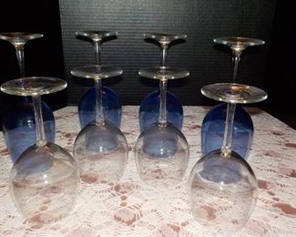 2 Pretty Sets of Stemmed Wine Glasses
