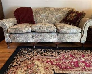 3 Cushion Floral Print Sofa with Pillow and Throw
