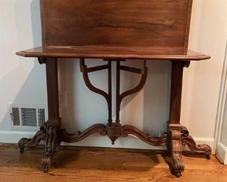 Antique Drop Leaf Table on Wheels