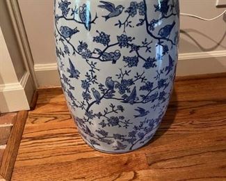 Asian Inspired Flower and Bird Ceramic Stool