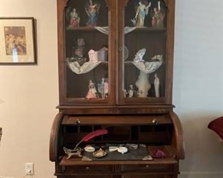 Beautiful Antique Eastlake Cylinder Secretary Desk with Bookcase