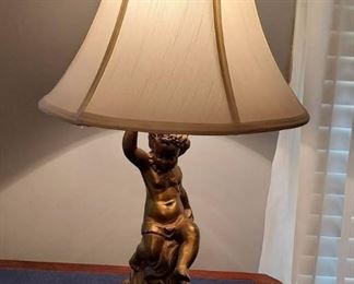 Bronze Sculpture Lamp with Shade