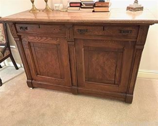 Eastlake Storage Cabinet Console with 2 Drawers and Pink Marble Top
