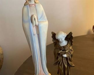 Goebel Hummel Virgin Mary Madonna Figurine Plus Vintage Ardalt Angel Figurine