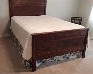 Gorgeous Antique Three Quarters Bed Includes Headboard, Footboard Bed Frame