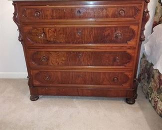 Gorgeous Antique Victorian Marble Top 4 Drawer Dresser