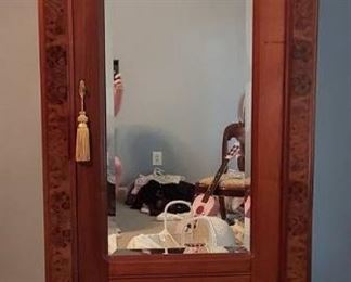 Gorgeous English Victorian Gothic Style Wardrobe Cupboard with Beveled Mirror Door