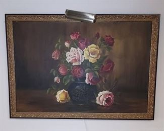 Gorgeous Original Oil on Canvas Still Life Painting Roses