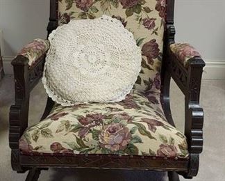 Gorgeous Victorian Ornately Carved Rocking Chair