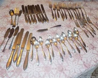 Mixed Silverplate Flatware Most Monogrammed with an S