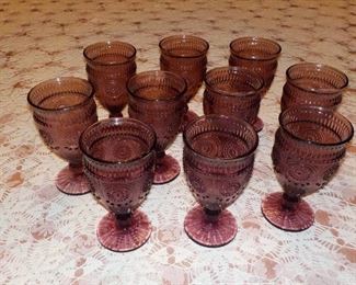 Set of 10 Pioneer Woman Adeline Embossed Footed Goblets