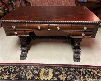 Unique Mahogany Spinet Desk with Claw Foot Detail