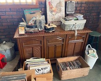 Mid century stereo with 8 track and record player
Albums, 8 Tracks, 45’s, CD’s
