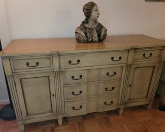 Vintage Sideboard credenza, can be painted and large Jo Mead Sculpture