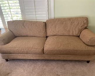 Two cushion sofa with down filled back cushions