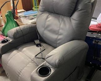 Reclining lift chair with heat and massage. Faux leather