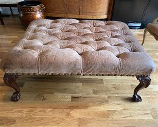 Tufted leather ( needs conditioning) ottoman
