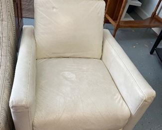 Leather recliner with chrome feet